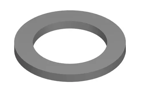 Graue Dichtung mit zentraler Öffnung, die für verschiedene Anwendungen geeignet ist. Sie stammt von Bosch und hat eine flache, ringförmige Form.